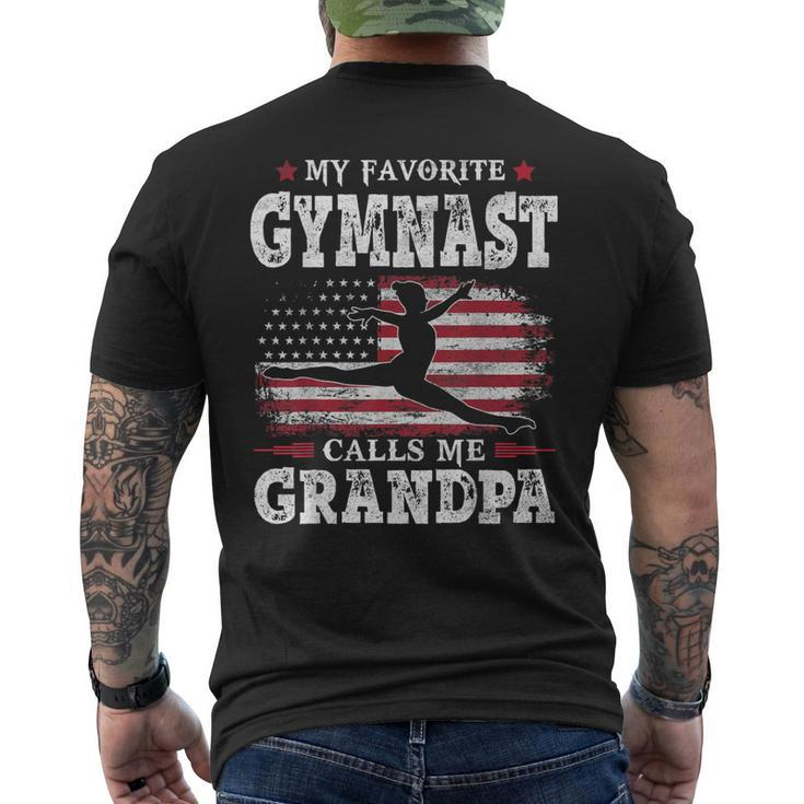 My Favorite Gymnast Calls Me Grandpa Usa Flag Father Gift Mens Back Print T-shirt
