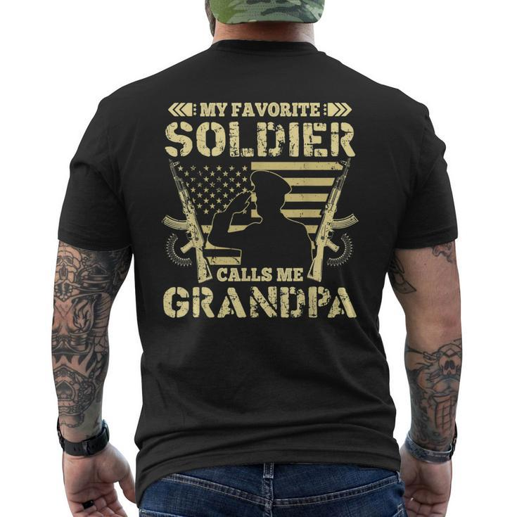 My Favorite Soldier Calls Me Grandpa Proud Mens Back Print T-shirt
