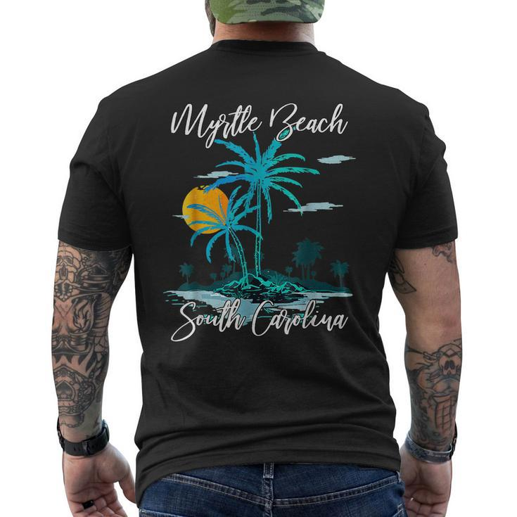 Myrtle Beach South Carolina Beach Summer Surfing Palm Trees Men's Back Print T-shirt
