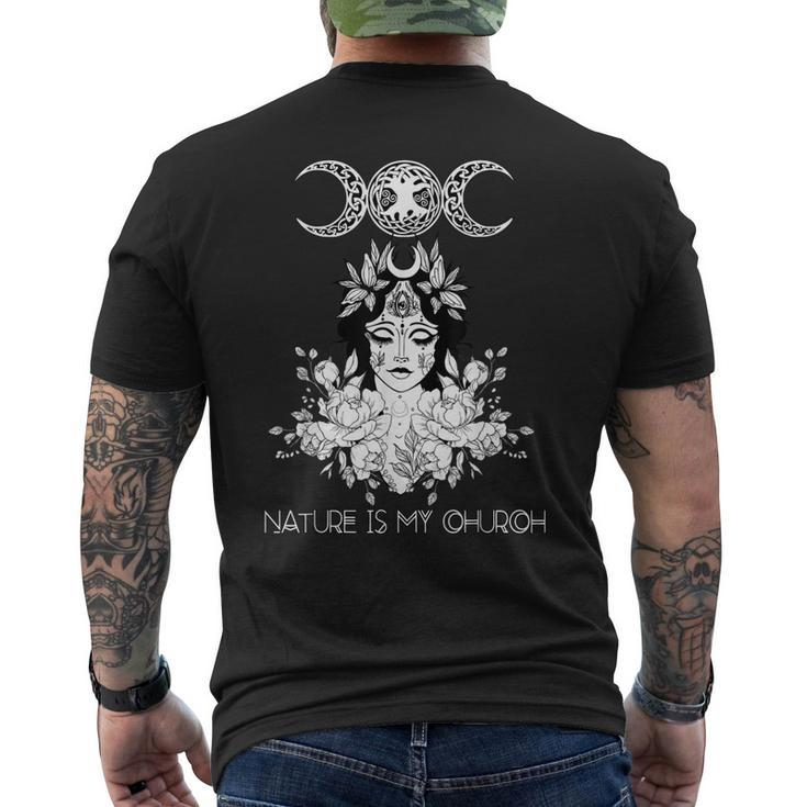 Nature Is My Church Crescent Moon Witchcraft Wiccan Witch Men's Back Print T-shirt