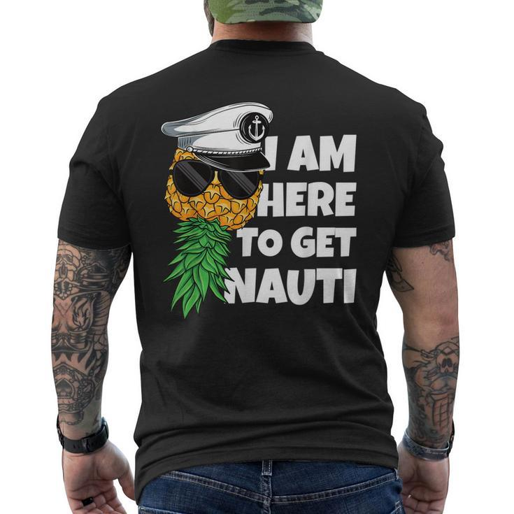 Here To Get Nauti Cruise Boat Upside Down Pineapple Swinger Men's Back Print T-shirt