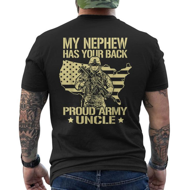 My Nephew Has Your Back - Proud Army Uncle Military Family Men's T-shirt Back Print