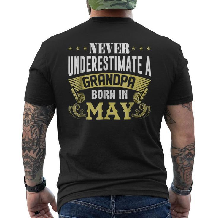 Never Underestimate A Grandpa Born In May Mens Back Print T-shirt