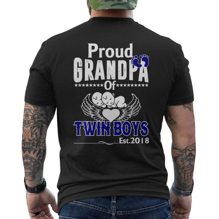 New Baby Gift Proud Grandpa Of Twin Boys Est2018 Mens Back Print T-shirt