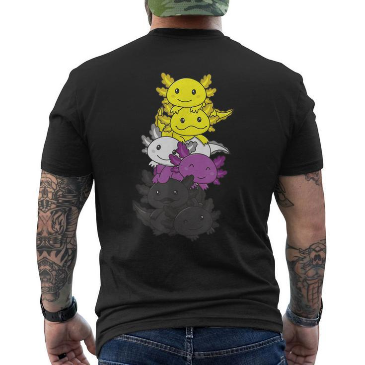 Nonbinary Flag Non Binary Pride Lgbtq Axolotl Men's Back Print T-shirt