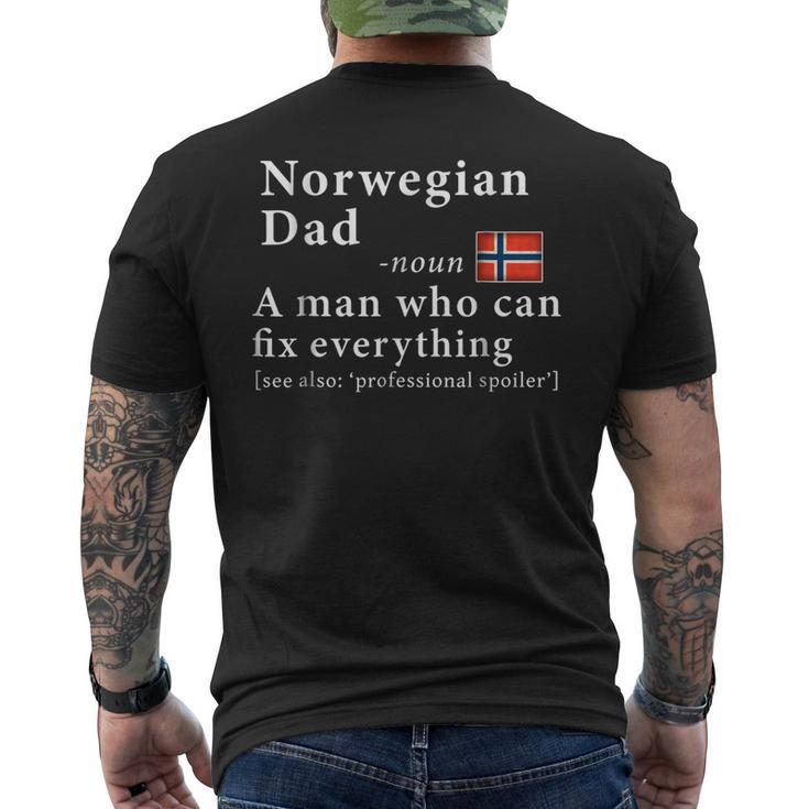 Mens Norwegian Dad Definition Tee Norway Flag Fathers Day Tee Men's Back Print T-shirt