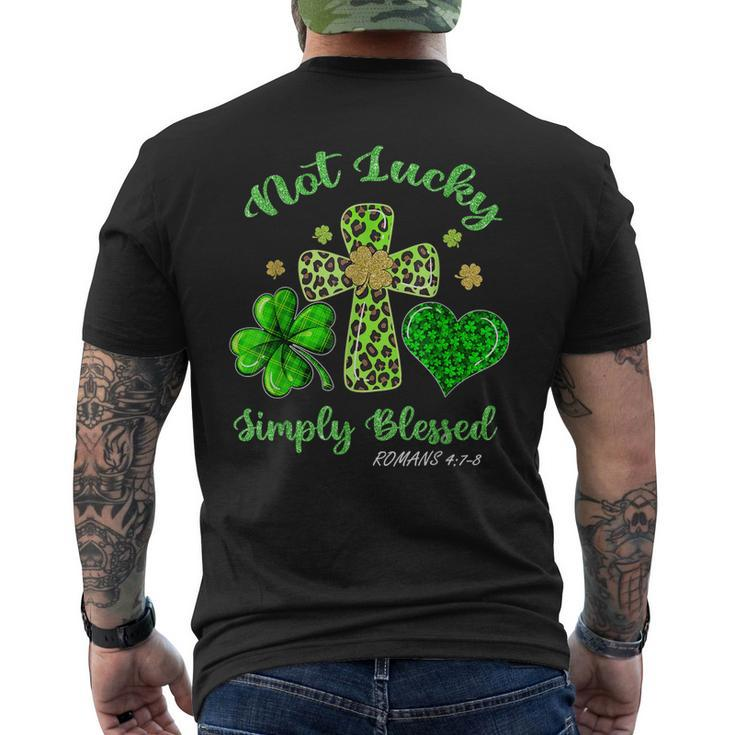Not Lucky Simply Blessed Leopard Cross Shamrock St Patrick Men's T-shirt Back Print