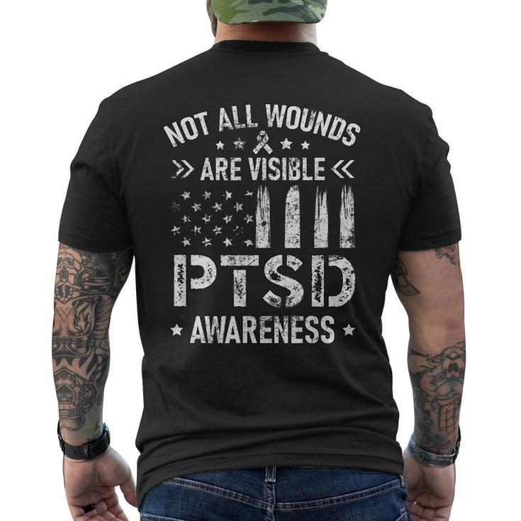 Not All Wounds Are Visible Ptsd Awareness Us Veteran Soldier Men's T-shirt Back Print