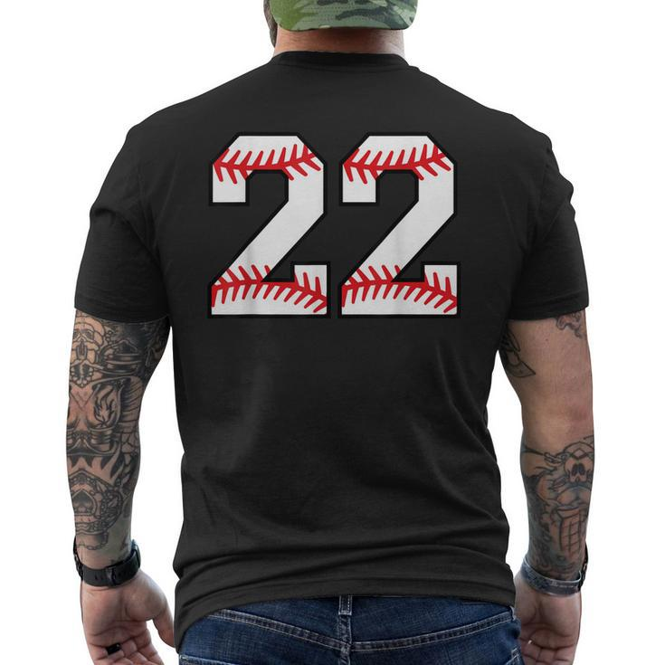 Number 22 Twenty Two Baseball Lucky Favorite Jersey Number Men's T-shirt Back Print