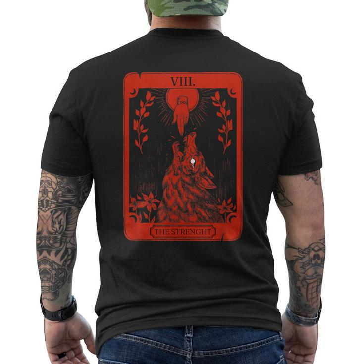 Occult Tarot Card Strength Of Wolf Dark Witchcraft Men's Back Print T-shirt
