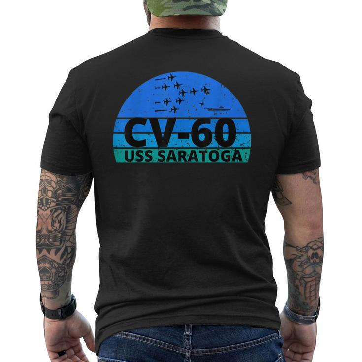 Ocean Blue Navy Aircraft Carrier Uss Saratoga Men's T-shirt Back Print