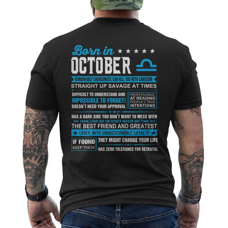 October Birthday - Born In October Libra Men's Back Print T-shirt