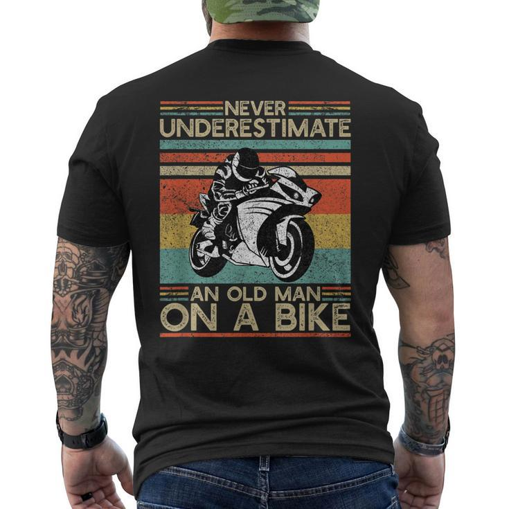 Old Man On A Bike Motocycle Dad Superbike Street Bike Men's Back Print T-shirt