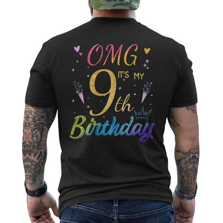 Omg Its My 9Th Birthday Nine 9 Year Old Bday Girls Men's Back Print T-shirt