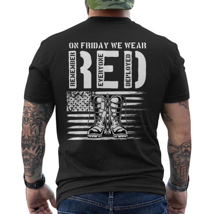 On Friday We Wear Red Friday Military Support Troops Us Flag Mens Back Print T-shirt