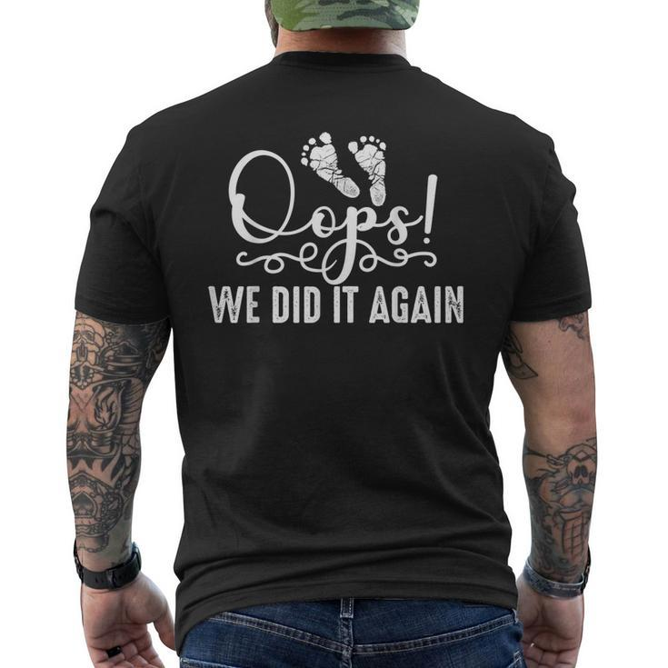 Oops We Did It Again For Cool Mom And Dad To Be Men's T-shirt Back Print