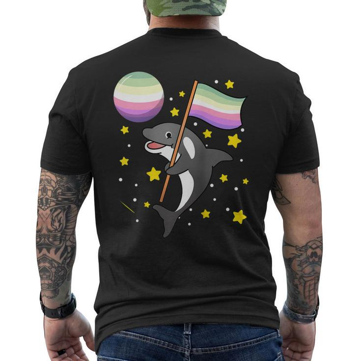 Orca In Space Genderfae Pride Men's Back Print T-shirt