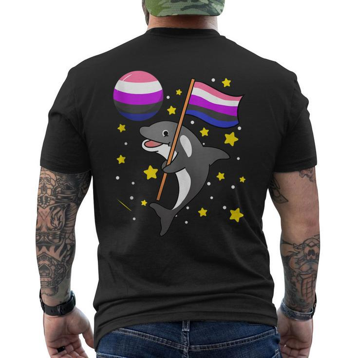 Orca In Space Genderfluid Pride Men's Back Print T-shirt