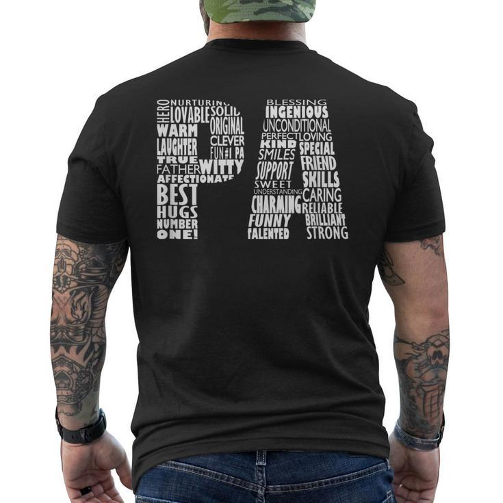 Pa Dad Grandpa Word Cloud Fathers Day Men's Back Print T-shirt