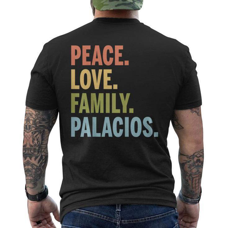 Palacios Last Name Peace Love Family Matching Mens Back Print T-shirt