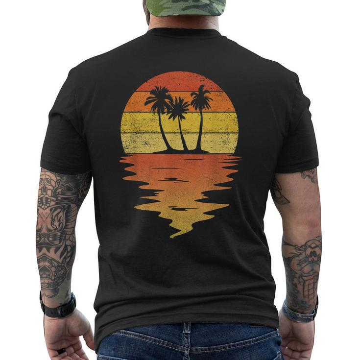 Palm Trees  Retro Sunset 70S Vintage Palm Trees  Men's Crewneck Short Sleeve Back Print T-shirt