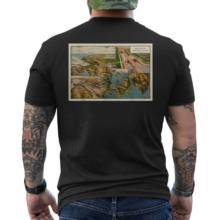 Panama Canal Birds Eye Map 1914 Men's Back Print T-shirt