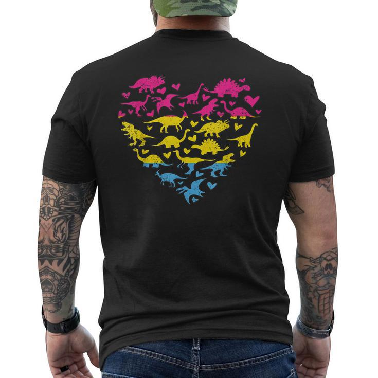 Pansexual Heart Lgbt-Q Gay Pride Flag Dinosaur Men Men's Back Print T-shirt