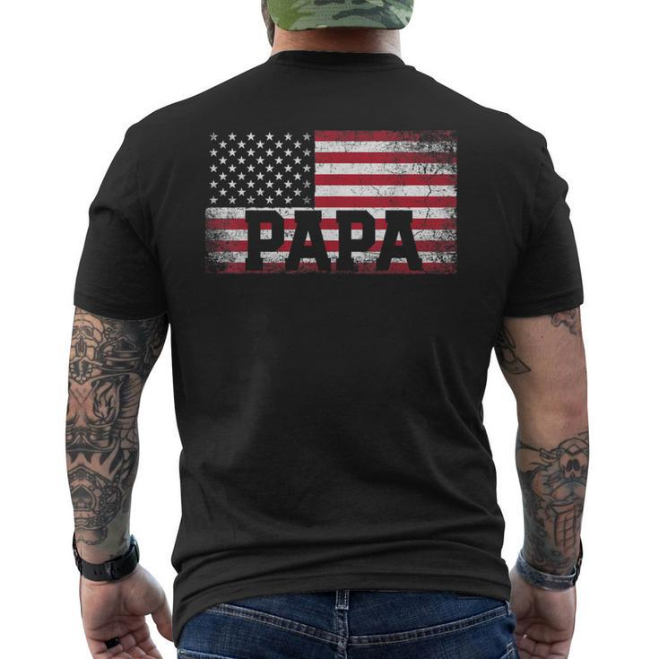 Papa American Flag Fathers Day 4Th Of July Grandpa Men's Back Print T-shirt