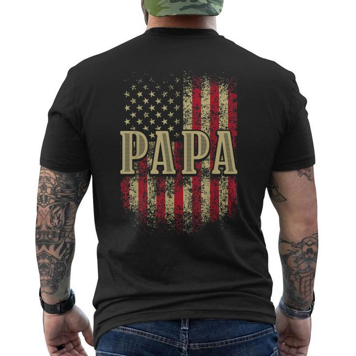 Mens Papa American Flag Patriotic Grandfather Pops Grandpa Men's Back Print T-shirt