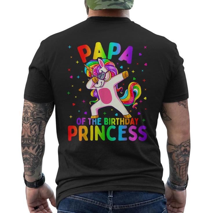 Mens Papa Of The Birthday Princess Girl Dabbing Unicorn Men's Back Print T-shirt