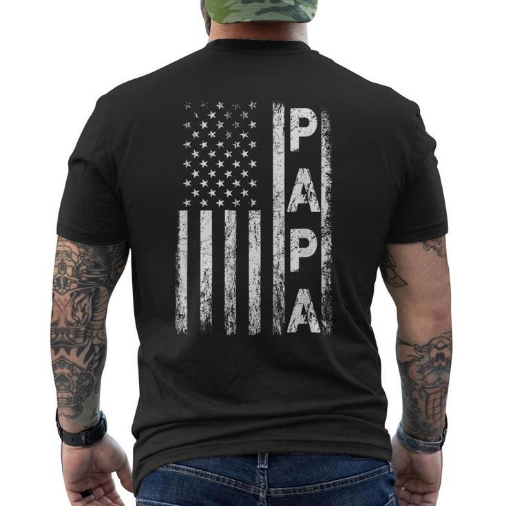 Papa Vintage American Flag Fathers Day 4Th Of July Grandpa Men's Back Print T-shirt
