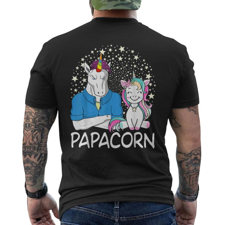 Mens Papacorn Unicorn Dad And Baby Daddy Fathers Day Men's Back Print T-shirt