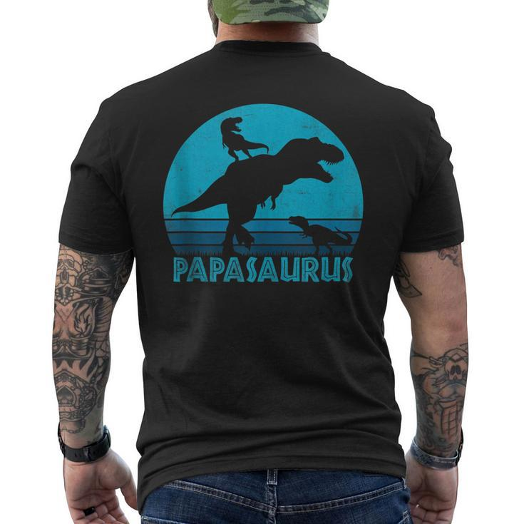 Papasaurus 2 Kids Vintage Retro Sunset For Dad Men's T-shirt Back Print