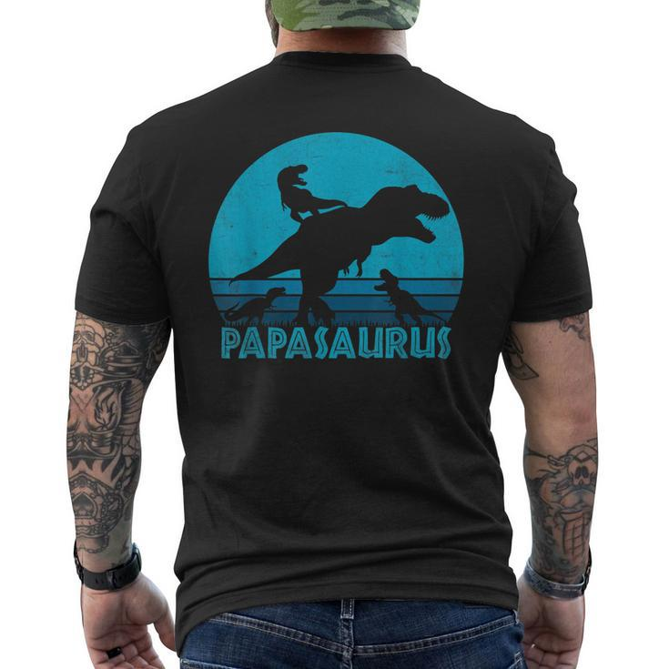 Papasaurus 3 Kids Vintage Retro Sunset For Dad Men's T-shirt Back Print