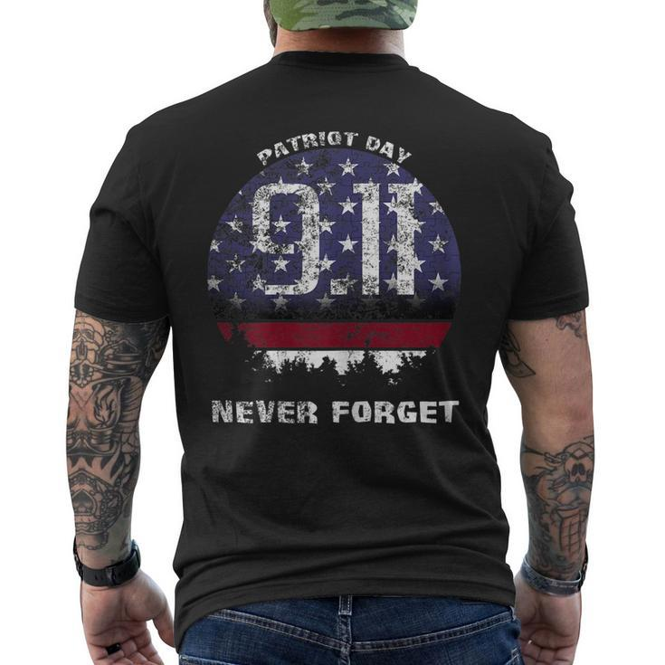 Patriot Day Memorial T-Shirt American Flag 911 Never Forget Men's Back Print T-shirt