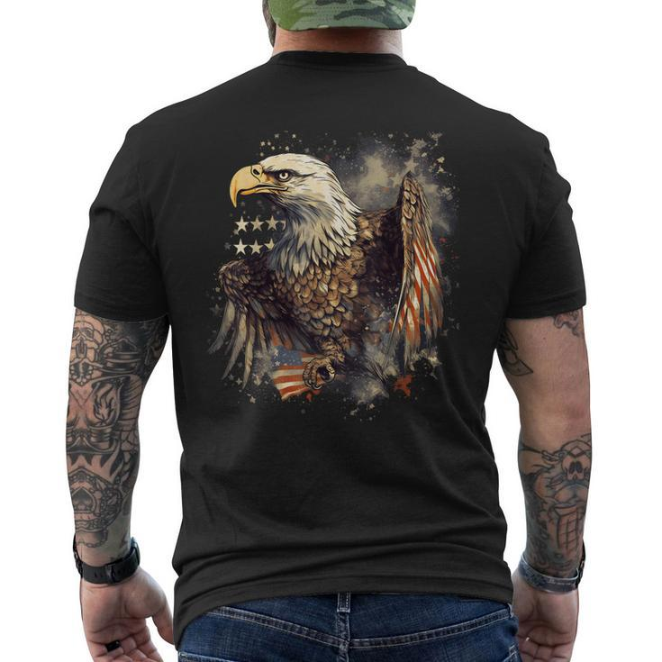 Patriotic Eagle Usa American Flag Vintage - 4Th Of July  Mens Back Print T-shirt