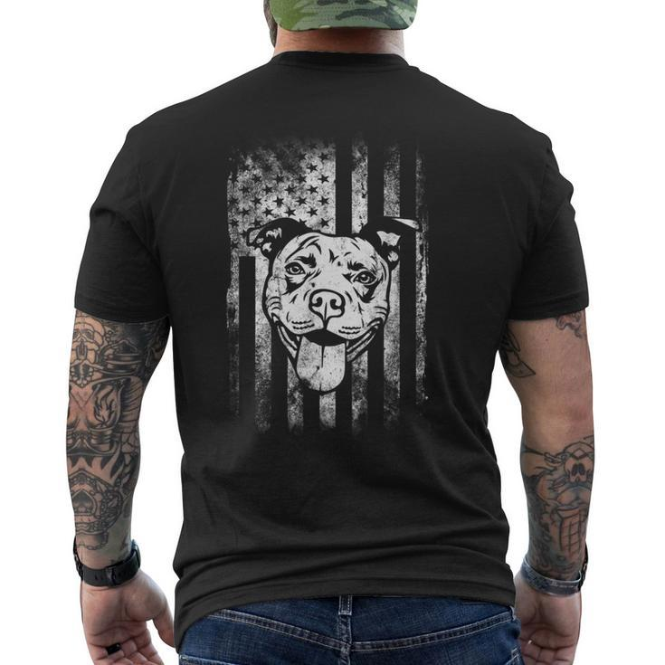 Patriotic Pitbull American Flag Dog Lover Men's Back Print T-shirt