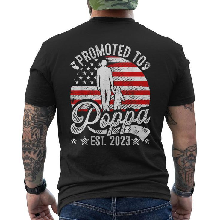 Patriotic Promoted To Poppa Est 2023 American Flag Gift For Mens Mens Back Print T-shirt