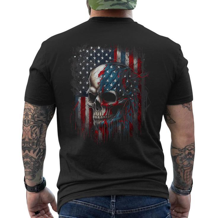 Patriotic Skull American Flag Graphic Men's Back Print T-shirt