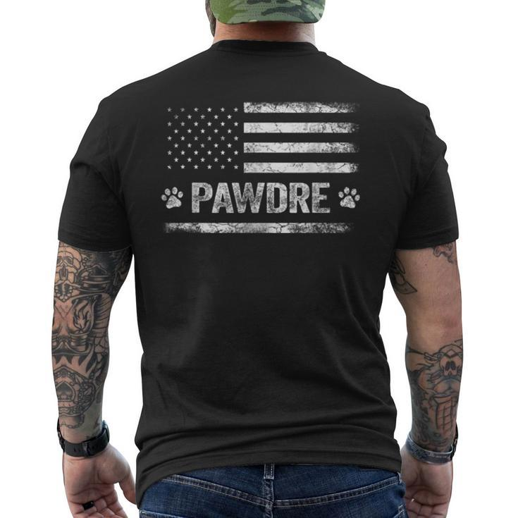 Mens Pawdre Best Dog Dad Ever Us Flag Dog Paw Tee Dog Lover Men's Back Print T-shirt