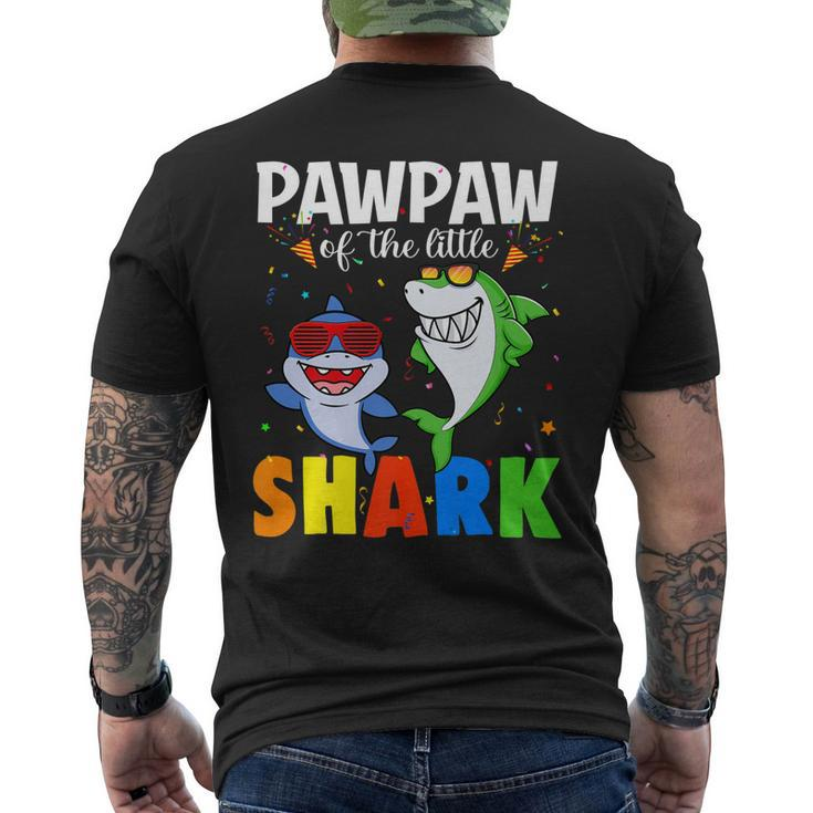 Pawpaw Of The Birthday Little Shark Themed Family Birthday Men's Back Print T-shirt