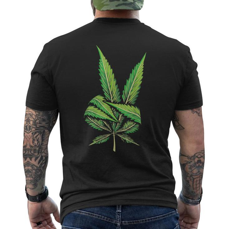Peace Hand Weed Cool Marijuana Leaf Peace Sign Men's Back Print T-shirt