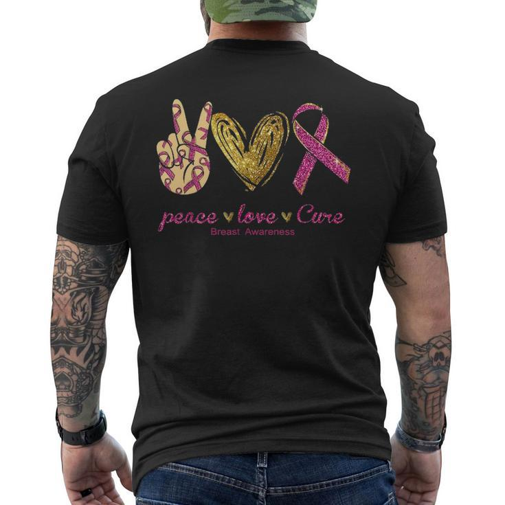 Peace Love Cure Breast Cancer Awareness Men's T-shirt Back Print