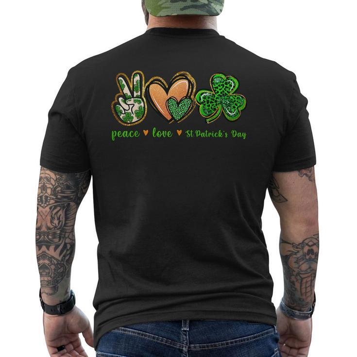 Peace Love St Patricks Day Leopard Lucky Shamrock Men's T-shirt Back Print