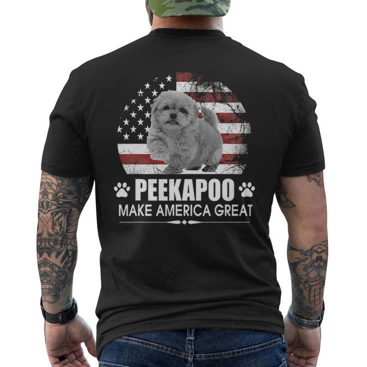 Peekapoo Dog Make America Great Dog Flag Patriotic Men's T-shirt Back Print