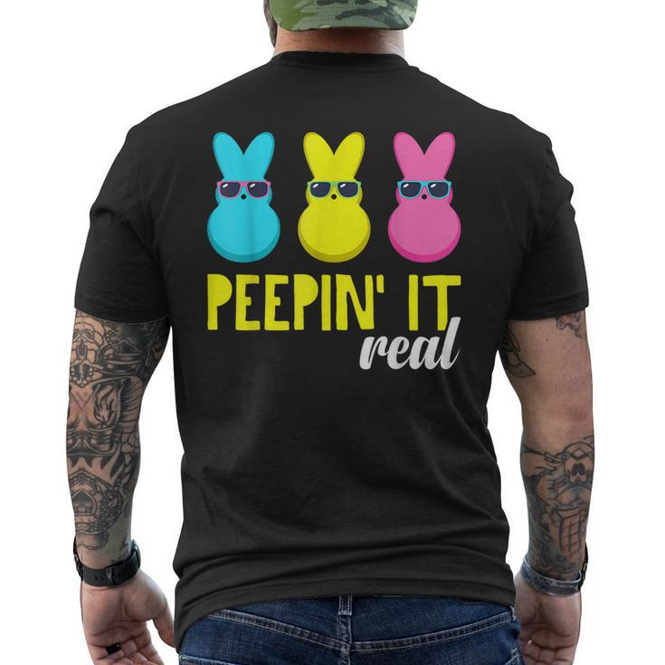 Peepin It Real T Happy Easter Bunny Egg Hunt Men's Back Print T-shirt
