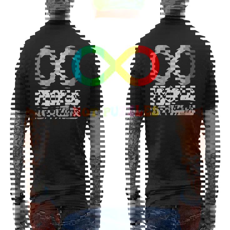 People Not Puzzles Autism Awareness Neurodiversity Inclusion Men's Back Print T-shirt