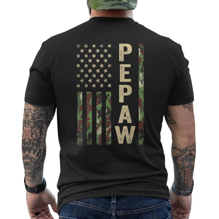 Pepaw American Military Camouflage Flag Gift Fathers Day Gift For Mens Mens Back Print T-shirt