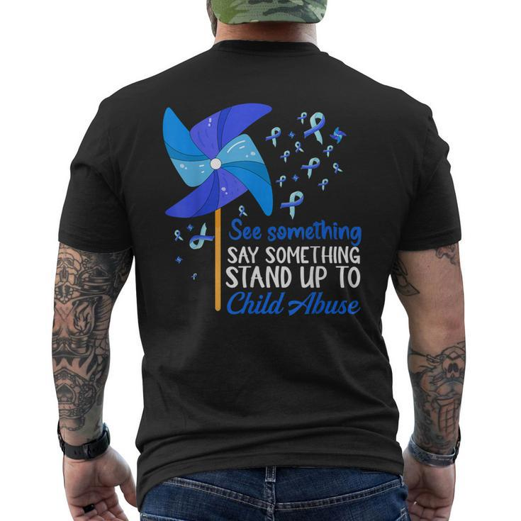 Pinwheel See Say Something Stand-Up To Child Abuse Awareness Men's Back Print T-shirt