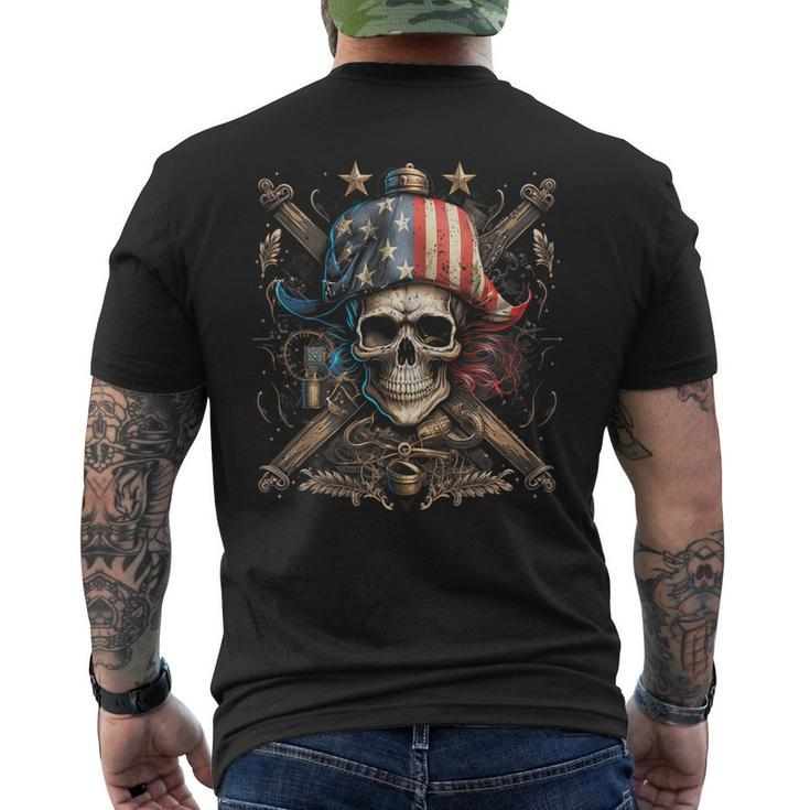 Pirate 4Th Of July American Flag Usa America Men's Back Print T-shirt